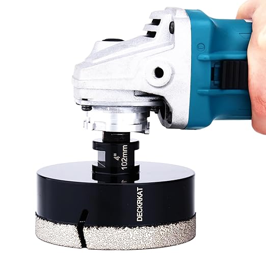 4" Diamond Hole Saw, 102mm Tile Hole Saw Drill Bit Diamond Tipped for Granite Marble Ceramic Glass Porcelain Quartz Tiles Stones Countertop, Core Drill Bits with 5/8-11 Thread for Angle Grinders