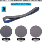 Donanim 2x48 Fine Sanding Belts, 6 Pack Belt Sander Knife Sharpening Belts 2 inch x 48 inch 600 800 1000 Grit Silicon Carbide Sanding Belts for Stone Glass Metal Grinding