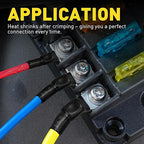 haisstronica Non Insulated Wire Connectors Kit，100pcs #8 Fork Terminals (AWG 16-14) with 100pcs 3:1 Heat Shrink Tubing for Automotive Marine，Brazed Seam Wire Crimp terminals