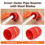 1/4''–1'' Depth Gauge and 1/8'' to 1-5/8'' Pipe Deburring Tool Kit, Plumbing Tool Set with Inner-Outer Reamer and Chamfer Tool for PVC, PPR, CPVC, Copper, Brass, Aluminum Tubing, 2 Pack