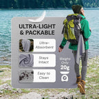 Wander Wash & Microfiber Towel Set – 1oz All-Natural Biodegradable Castile Soap + Fast-Drying Travel Towel – Lightweight, Unscented, Compact for Hiking, Camping, Backpacking