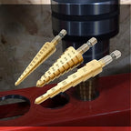 Titanium Step Drill Bit Set - 3PCS High Speed Steel Unibit, 1/4" Shank, Total 28 Sizes 3/16" - 1/2"