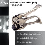 IDL Packaging S-246 Deluxe Pusher Tensioner for 3/8" to 3/4" Steel Strapping - Perfect for Both Round and Flat Packages - Heavy-Duty Steel Strapping Tool with Long Service Life