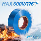 RED WOLF 10 Pack Blue Electrical Tape 3/4 Inch x 66 Ft Industrial Grade UL/CSA Listed 7 Mil Thick Flame Retardant High Temp Waterproof Electrical PVC Tape Electric Super Vinyl Rated 600V
