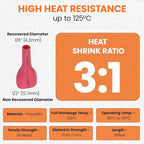 SELTERM 1/2" Red [50 Feet] Marine Grade Heat Shrink Tubing Roll, 3:1 Ratio Dual Wall Adhesive Lined Waterproof Heat Shrink Wrap Tube, for Battery Cable Lugs Wire Terminals Connectors