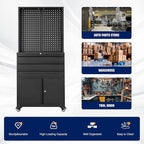 Yizosh Metal Garage Storage Cabinet with Wheels,3-Drawer Rolling Tool Cabinet with 2 Door and Adjustable Shelves,- 71" Steel Tool Cabinet for Warehouse,Garage,Workshop
