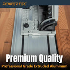 POWERTEC 110" Track Saw Guide Rail Joining Set for Kreg Track Saws, Include 2x55" Extruded Aluminum Guide Rail, 2 Rail Extension Connectors and Protective Carrying Bag (71992)
