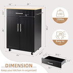 Shintenchi Kitchen Island Cart with Storage,Rolling Kitchen Island Side Table on Wheels with Worktop,Single Door Storage Cabinet and Drawer for Kitchen,Dinning Room, Black