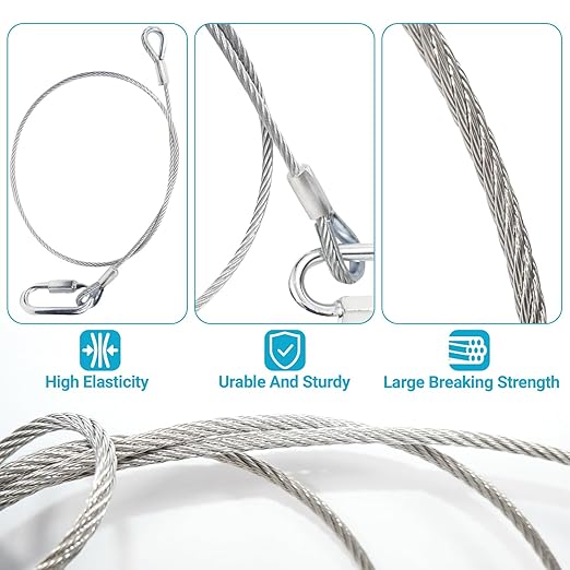1/8 "T316 Stainless Steel Cable (Wire), 7 * 7 Strands of Twisted Metal for Aviation Construction, Silver with Cutters (500FT)
