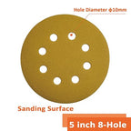 Orbital Sander Paper 5 Inch 8 Hole 220 Grit Sanding Disc,Hook and Loop Wet/Dry Gold Replacement Sandpaper,Suitable for Wood,Plastic Grinding and Polishing,Pack of 50