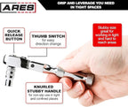 ARES 42044 - Flex Head Stubby Ratchet - 3/8-Inch Drive 72-Tooth Ratchet - Premium Chrome Vanadium Steel Construction & Mirror Polish Finish - Quick Release Reversible Direction Head Design