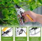 Ultra Sharp Germany Steel Pruning Shears - Cuts 3X Easier, Weak Hand Arthritis Snips, Rust-Resistant, Effortlessly 1-Inch Cut Capacity Garden Scissors, Ergonomic Handle