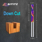 Downcut Spiral Router Bit 1/4 Inch Cutting Diameter 1 Inch Cutting Length and 3 Inch Overall Length, CNC Router Bits End Mill for Wood Cutting, Slot Mortise, Engraving