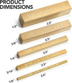 LOSTRONAUT Brass Setup Blocks Height Gauge Set - Set of 5 Table Saw Accessories for Woodworkers - Bars Include Laser Engraved Size Markings - Woodworking Tool - Brass Bar