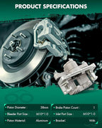SCITOO 18B4725 Rear Right Disc Brake Caliper w/Bracket Fit For Oldsmobile For Alero 1999-2004,For Pontiac For Grand Am 1999-2005, Single Piston