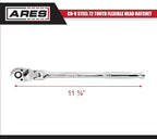 ARES 42026 - Flex Head Ratchet - 3/8-inch Drive 72-Tooth Ratchet - Premium Chrome Vanadium Steel Construction & Chrome Plated Finish - 72-Tooth Quick Release Reversible Design with 5 Degree Swing