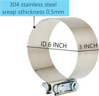 Butt Joint Band Clamps,Exhaust Muffler Clamp Exhaust Pipe Clamps Sleeve Stainless Steel (2, 6'')