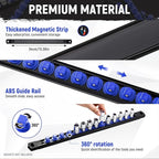Magnetic Socket Organizer, 1-Piece Heavty Duty ABS Socket Holder, Socket Rail for Tool Box, Premium Quality 360° Swivel Socket Rack with 14 Clips for 1/4-Inch(Blue)