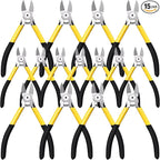 Lasnten Wire Cutters Precision Cutting Pliers Side Diagonal Cutters Small Wire Clippers with Nonslip Handle DIY Jewelry Making Crafting Model Kits(8 Pcs 6 Inch,7 Pcs 5 Inch,Yellow Black)