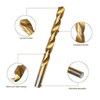 BeHappy 99 Pcs Drill Bit Set, 135° Tip Titanium Coated High Speed Steel, Twist Drill Bit Kit for Iron, Aluminum Alloy, Copper, Wood, Plastic, with Hard Storage 1/16“-3/8”
