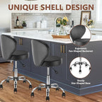 Set of 4 PVC Faux Leather Rolling Swivel Salon Stool Chair with Wheel Back Lumbar Support Seat Height 22 in Diameter 15 Inch Adjustable Hydraulic Chair for Office Massage Facial Spa 4 Pack