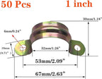 50 Pcs 1inch Rigid Pipe Strap,Two Hole Strap U Bracket Iron, Widened Tube Strap Tension Clip Assortment Kit Heavy Duty Pipe Clamp（32mm）