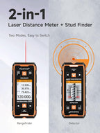 Stud Finder Wall Scanner - Stud Finder Tool HD LCD Display and w/Intelligent Microprocessor Chip, Stud Detector and Laser Measure for the Center and Edge of Wood AC Wire Metal Studs Joist Pipe