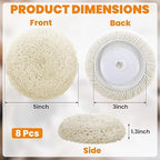 8 Pcs 3 Inch Polishing Pad Buffing Pad Wool Polishing Pad Hook Loop Buffing Pad for Drill Curved Edge Compound Cutting Pad Drill Polisher Attachment Wheel Polish Pad Car Body Repair Buffing