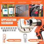 Electric Hydraulic Crimping Tool, Battery Cable Crimper Tool, 12 Ton Wire Crimpers Electrical, Crimping Rang 8AWG-800MCM(10-400m²) and Electrical Crimping Tool 13 Pairs of Dies (JGS-400S)