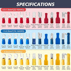 Chanzon Insulated Crimp Connector Wire Terminal Kit Contains (Butt Splice, Male & Female Spade, Fork, Ring Terminals) Solderless Assorted Electrical Crimping Tools(720pcs