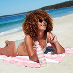Dock & Bay Beach Towel - Quick Dry, Sand Free - Compact, Lightweight - 100% Recycled - Includes Bag - Cabana - Light Pink - Large (160x90cm, 63x35)