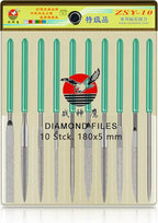 Diamond Files Set,10PCS Precision Needle File Set,Super Hard Black Nickel Coated Alloy File,Diamond Coated Files for Filing Metal,Ceramic,Stone,Jewelry,Glass.120 Grit,5×180mm