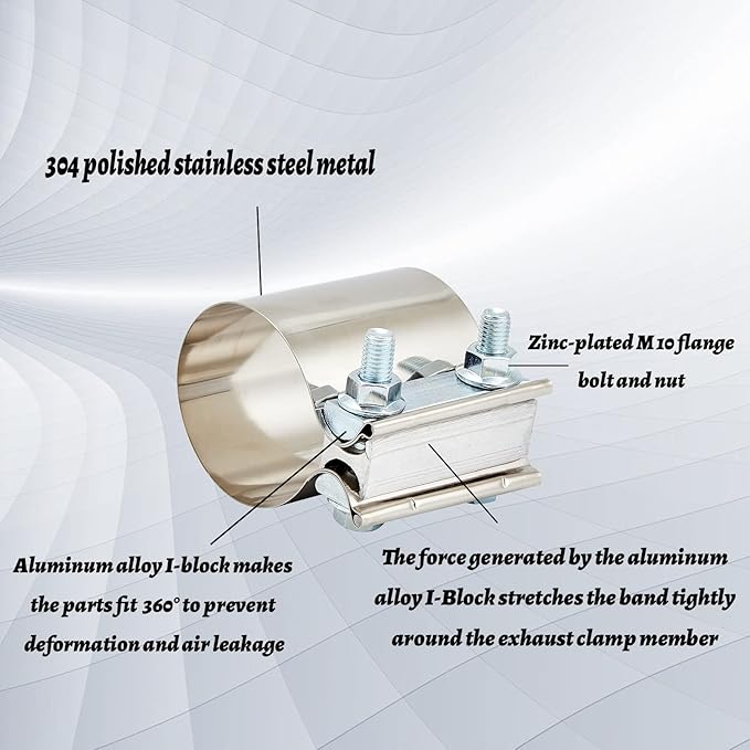 Butt Joint Band Clamps,Exhaust Muffler Clamp Exhaust Pipe Clamps Sleeve Stainless Steel (4, 1.5'')