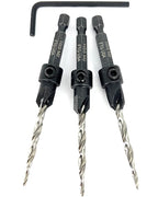 FTG USA Adjustable Wood Countersink Drill Bit Set 3 Pc #8 (11/64") with Tapered Drill Bits for Woodworking