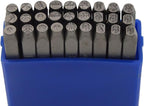 1/8 (3mm) 27pcs Number and Symbol Stamp Heavy Duty Carbon Steel Hand Stamping Character Mark Code Alphabet Punch Kit for Bracelet Ring Jewelry Sheet Metal Plate Making Mold Die
