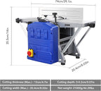 Power Benchtop Planer, TROPOW 1250W Powerful Benchtop Planer, 7.8Inch Width Worktable, Low Dust Work, Worktable Thickness Planer Low Noise Ideal for Hard and Soft Wood Planing