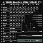 STREBITO Mini Electric Screwdriver Set 155 in 1 Small Powered Screwdriver Cordless, 140 S2 Magnetic Bits, 3 Torque Settings, 650mAh Battery, electronics tool kit for Computer, Laptop, RC, PC, Xbox