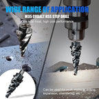 M35 Cobalt Step Drill Bit Set, TiAlN Coated Unibit Metal Hole Cutter 1/8"-7/8"(3pcs), High Speed Steel with 4 Spiral Flutes, Hex Shank for Stainless Steel, Wood, Plastic
