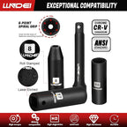 LLNDEI 1/2" Dr. Ratchet Impact Socket Wrench Set,Deep Sockets(8-24mm),Spark Plug Socket(16,21mm),49PCS, CR-V, Metric, With Combination Wrenches (8-17mm)