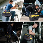 TICONN Tool Bag with Multi-Pockets Wide Mouth Tool Tote with Safety Reflective Straps, Adjustable Shoulder Strap and Ergonomic Handle (Yellow, 16" Standard Base)
