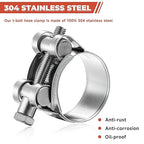 AKIHISA 4 Pack 44-47mm ID Range T-Bolt Hose Clamp,304 Stainless Steel Adjustable Heavy Duty Pipe Strap Clamps 1.73-1.85 Inch