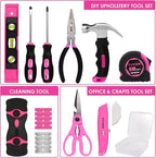 33Pcs Pink Staple Gun Tool Set, 3 in 1 Upholstery Staple Gun for Wood Heavy Duty and 900 Staples, Perfect for DIY Decoration, Crafts, Carpentry, Arts, Pink Tool Kit for Women