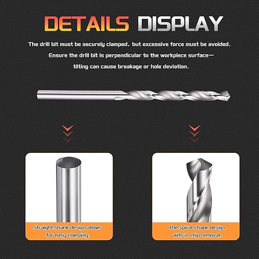 Drill Bit, 5/32" Cutting Diameter, 4241 HSS 118° Cutting Angle Uncoated Bright Versatile Jobber Bits - (Applications: for Drilling Plastic Wood Soft Metal), 12-Pieces