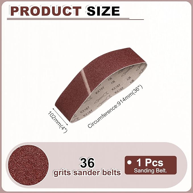HARFINGTON 4 x 36 Inch Sanding Belts, 3 Pcs 36 Grits Aluminum Oxide Abrasive Belt Sander File Belt for Woodworking, Metal Polishing, Knife Sharpener