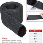 2 in 1 Ratio Heat Shrink Fabric Braided Sleeving, 1" - 24 feet Soft, Flexible and Sealing Black Shrinkable Braiding Sleeve