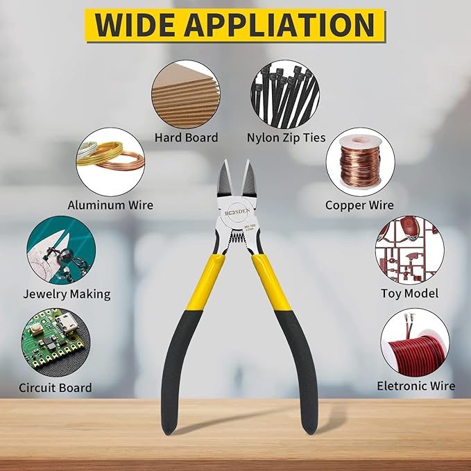 BOOSDEN Wire Cutter,6.5 inch Side Cutters,Spring Loaded Wire Cutters for Crafting,Flush Cutter,Ultra Sharp for Jewelry Making,Flush Cut Pliers,Dikes Wire Cutters,Floral Wire Cutter,Snips