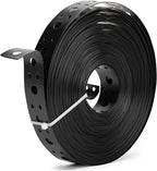 Metal Strap 1-Inch x 50FT 0.6mm Thickness Metal Strapping with Holes Galvanized Pipe Hanger Strap DIY Cutting and Installation for Pipe Support (Black)