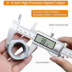 Neoteck 6 inch/150mm Digital Caliper Vernier Caliper Stainless Steel LCD Display Digital Caliper Measuring Tool with Fraction/Inch/MM Conversion Used for Inside,Outside Diameter,Depth,Step Measurement