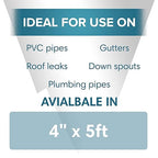 Polar TapeSeal Black - 5" x 5 ft | Rubberised Waterproof Tape for Leaks & Cracks on Roofs, PVC Pipes, Downpipes, Plumbing & Gutters | All-Purpose Indoor & Outdoor Sealant Tape for Lasting Protection
