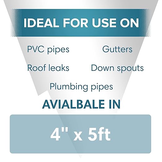 Polar TapeSeal Black - 5" x 5 ft | Rubberised Waterproof Tape for Leaks & Cracks on Roofs, PVC Pipes, Downpipes, Plumbing & Gutters | All-Purpose Indoor & Outdoor Sealant Tape for Lasting Protection